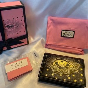 Gucci Garden Black Leather Wallet - Italy Exclusive Gucci Garden Eye -Brand New